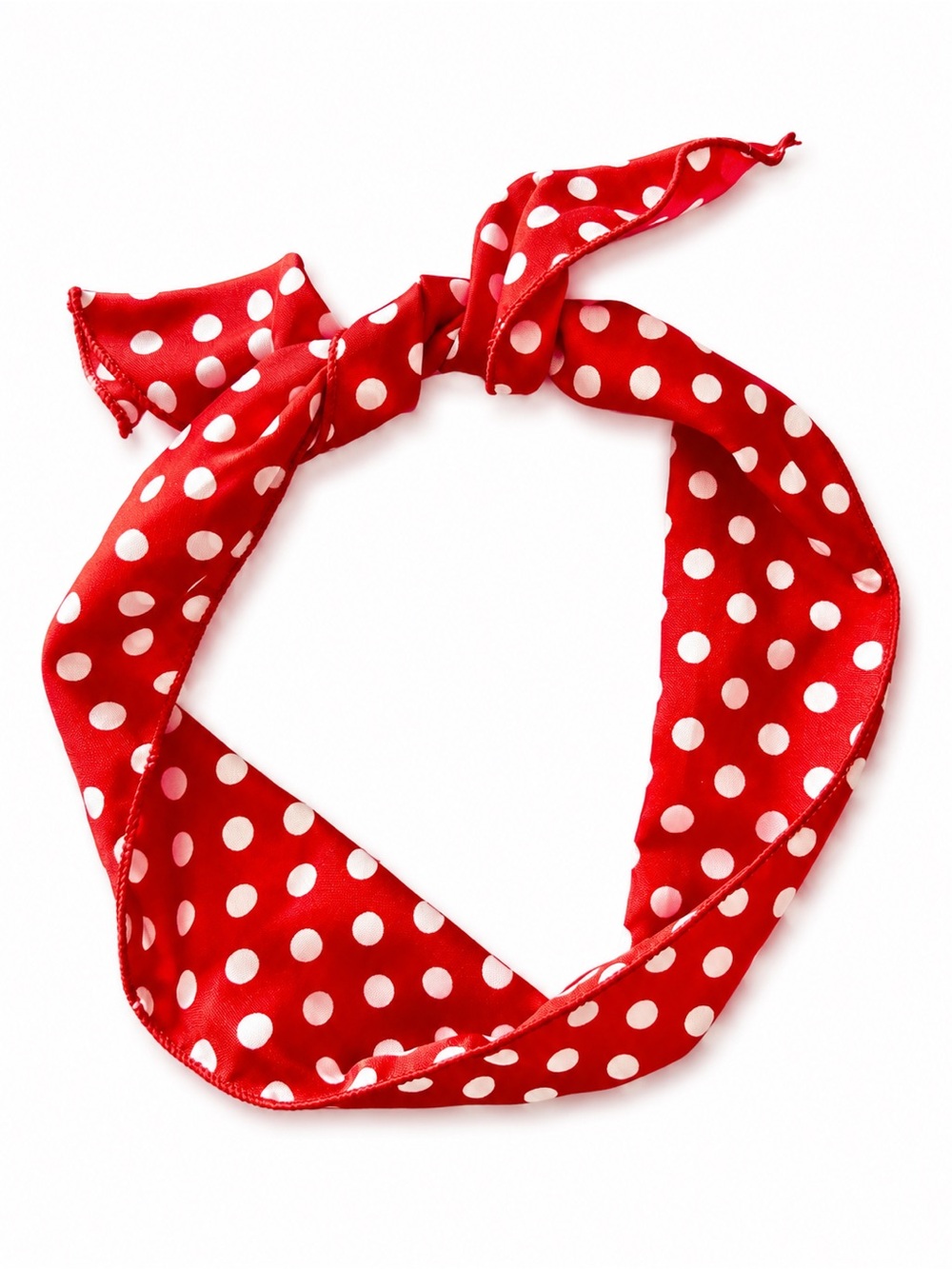 Red Polka Dot Hair Scarf -Wire Lined For Form